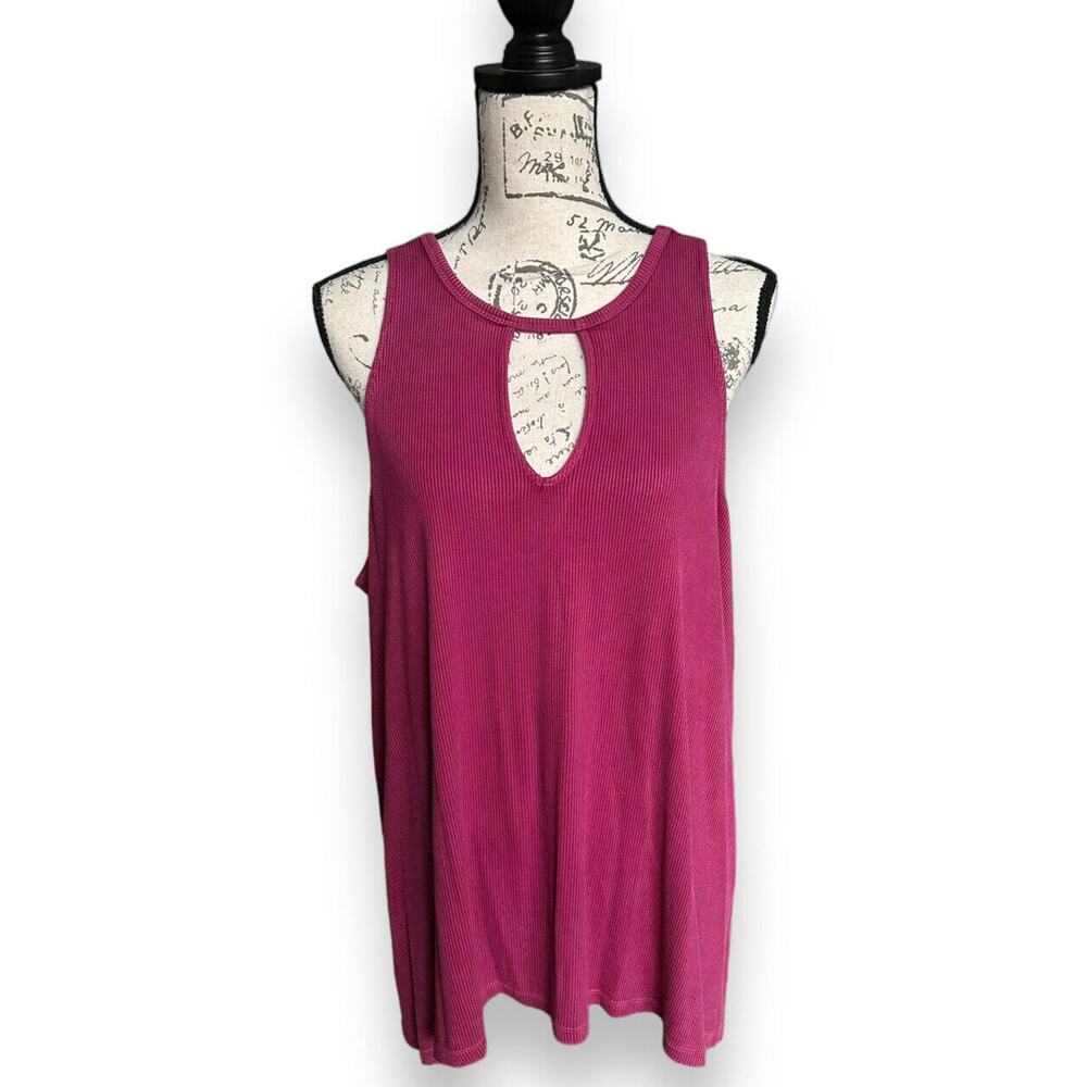 New Torrid Super Soft Knits Keyhole Neck Pink Ribbed Stretch Swing Tank Top 0